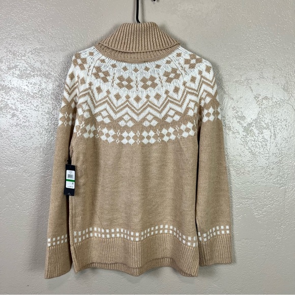 Tommy Hilfiger turtleneck knit fair isle nordic long sleeve tan sweater Large - Picture 15 of 16
